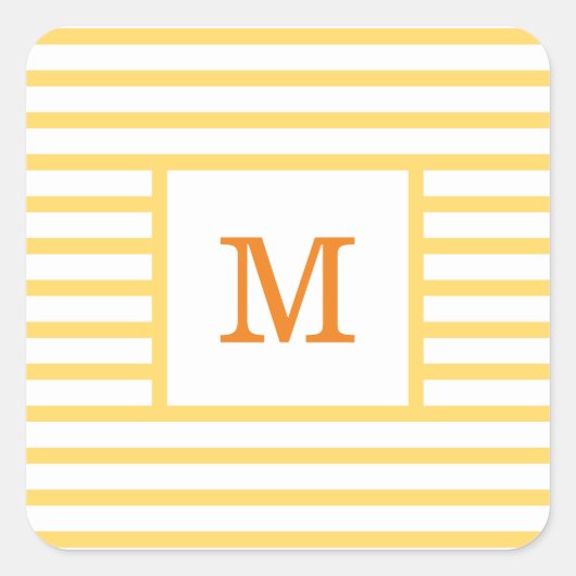 Gelbe und weiße Streifen Quadratischer Aufkleber (Vorderseite)