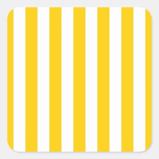 Gelbe und weiße Streifen Quadratischer Aufkleber (Vorderseite)