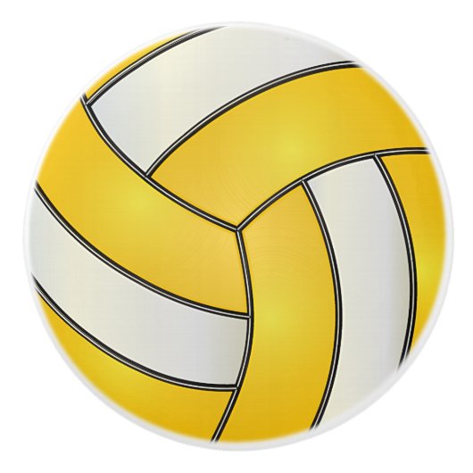 Gelbe und weiße Volleyball Keramikknauf (Vorderseite)