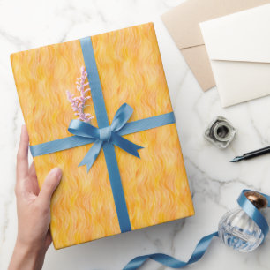 Gelbe und weiße Wavy Lines Geschenkpapier