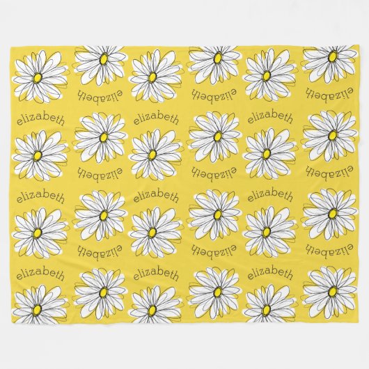 Gelbe und weiße weiße weiße weiße Daisy mit Namen Fleecedecke (Vorderseite (Horizontal))