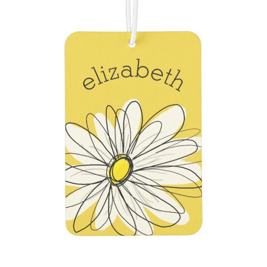 Gelbe und weiße weiße, weißliche Daisy mit benutze Autolufterfrischer (Rückseite)