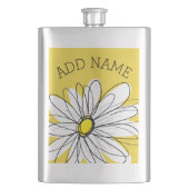 Gelbe und weiße weiße, weißliche Daisy mit benutze Flachmann (Vorderseite)