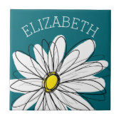 Gelbe und weiße weiße, weißliche Daisy mit benutze Fliese (Vorderseite)