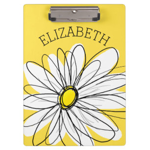 Gelbe und weiße weiße, weißliche Daisy mit benutze Klemmbrett