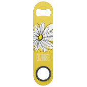 Gelbe und weiße weiße, weißliche Daisy mit benutze Speedflaschenöffner (Vorderseite)