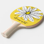 Gelbe und weiße weiße, weißliche Daisy mit benutze Tischtennis Schläger (Vorderseite)