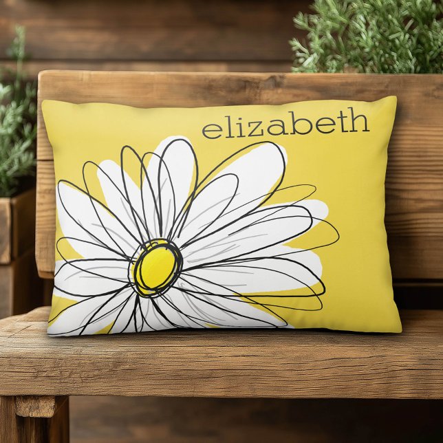 Gelbe und weiße weiße, weißliche Daisy mit benutze Zierkissen (Custom Pillow)