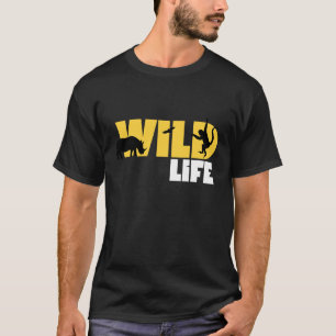 Gelbe und weiße Wildtier-Silhouetten-Grafik T-Shirt