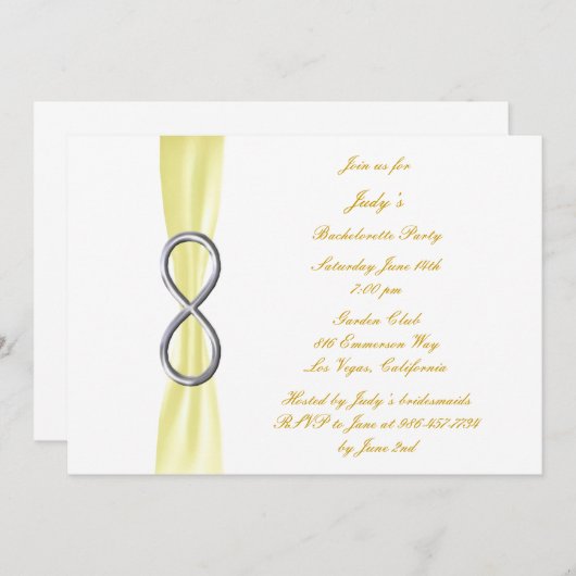 Gelbe Unendlichkeit Junggeselinnen-Abschied Einlad Einladung (Vorne/Hinten)