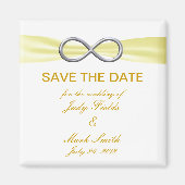 Gelbe Unendlichkeitssehen speichern Sie das Datums Magnet (Vorne)