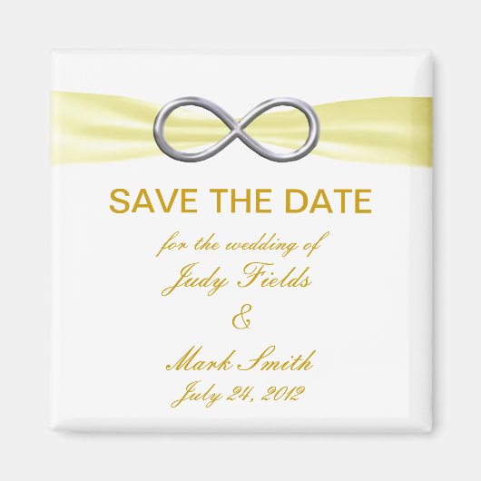 Gelbe Unendlichkeitssehen speichern Sie das Datums Magnet (Vorne)