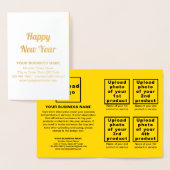 Gelbe Unternehmensmarke auf "New Year Foil Card" Folienkarte (Anzeige)