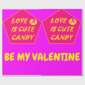 Gelbe Valentine in heißen Rosa und Bananen Geschenkpapier (Flach)