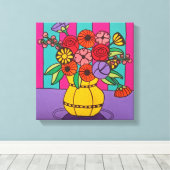 Gelbe Vase gesteppte Canvas Print Leinwanddruck (Insitu (Holzboden))