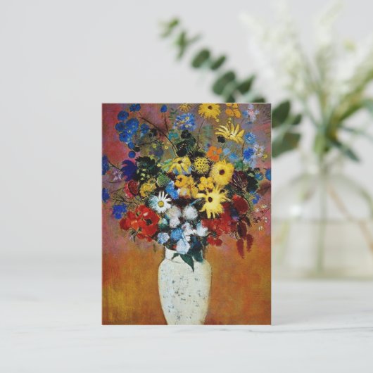 Gelbe Vase von Blume, Odilon Redon Blume Postkarte (Stehend Vorderseite)