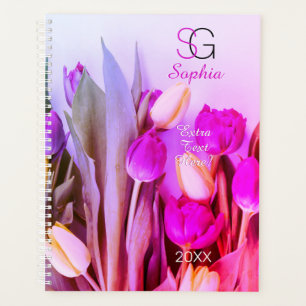 Gelbe Veilchen Rosa Tulpen Name Monogramm Titel Ja Planer