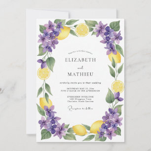 Gelbe Veilchen strahlende Zitrus-Hochzeit Einladung