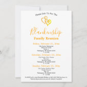 Gelbe vernetzte Herzen 3-tägige Wiedersehen Einladung (Vorderseite)