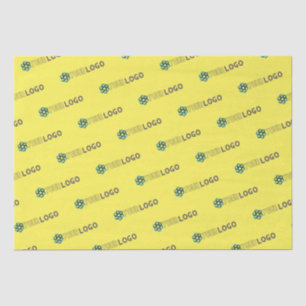 Gelbe Verpackung für das Logo für die Werbeaktion Seidenpapier