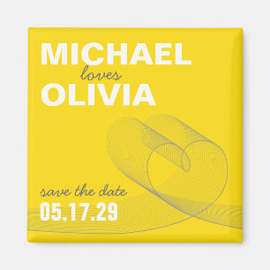 Gelbe verworrene Liebe zeichnet Save the Date Magnet