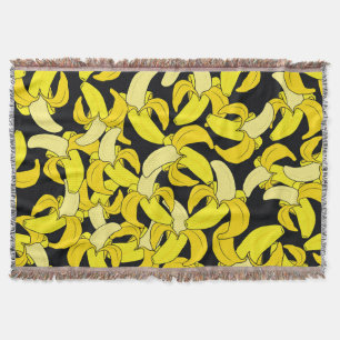 Gelbe Vintage-Bananen: Schwarzer Hintergrund Decke