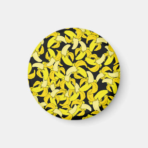 Gelbe Vintage-Bananen: Schwarzer Hintergrund Magnet