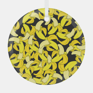 Gelbe Vintage-Bananen: Schwarzer Hintergrund Ornament Aus Glas