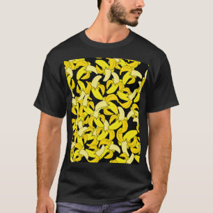 Gelbe Vintage-Bananen: Schwarzer Hintergrund T-Shirt
