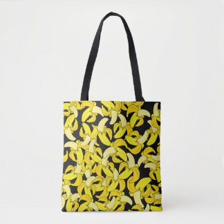 Gelbe Vintage-Bananen: Schwarzer Hintergrund Tasche