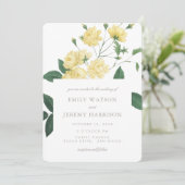 Gelbe Vintage Blume Blüten Hochzeitseinladung Einladung (Stehend Vorderseite)