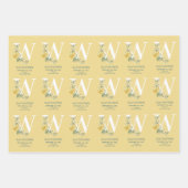 Gelbe Vintage Blume Erstgeburtenstaten Geschenkpapier Set (Vorderseite 3)