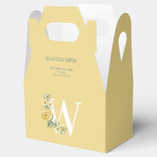 Gelbe Vintage Blume Erstgeburtenstaten Geschenkschachtel (Geöffnet)