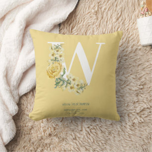 Gelbe Vintage Blume Erstgeburtenstaten Kissen