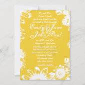 Gelbe Vintage Blume Hochzeiten Einladung (Vorderseite)