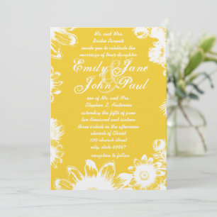 Gelbe Vintage Blume Hochzeiten Einladung
