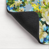 Gelbe Vintage-Blumen Blumenmuster Mousepad (Ecke)