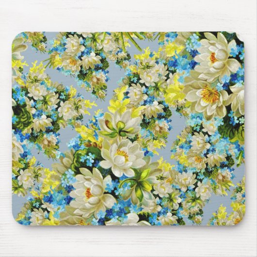 Gelbe Vintage-Blumen Blumenmuster Mousepad (Vorne)