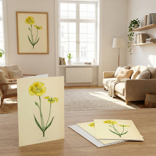 Gelbe Vintage-Blumenillustration Karte
