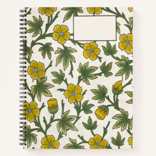 Gelbe Vintage-Blumenmuster Notizblock (Vorderseite)