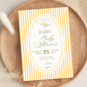 Gelbe vintage Choquette-Babyparty Einladung