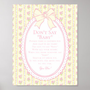 Gelbe Vintage Fancy Floral Dont Say Baby Spiel Poster