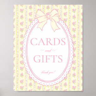 Gelbe Vintage Fancy Florale Karte & Geschenke Schi Poster