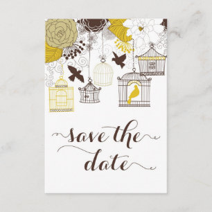 Gelbe Vintage Geburtskästen Save the Date blumenre