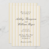 Gelbe Vintage, gestreifte Hochzeit Einladung (Vorne/Hinten)