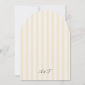 Gelbe Vintage, gestreifte Hochzeit Einladung (Rückseite)