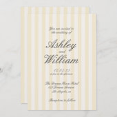 Gelbe Vintage, gestreifte Hochzeit Einladung (Vorne/Hinten)