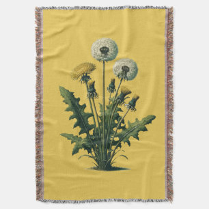 Gelbe Vintage Löwenzahnblüten Decke