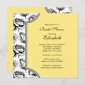 Gelbe Vintage Rose Bridal Dusche Einladung (Vorne/Hinten)