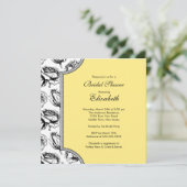 Gelbe Vintage Rose Bridal Dusche Einladung (Stehend Vorderseite)
